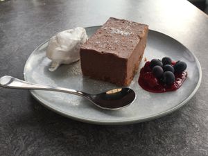 Amazing vegan chocolate hazelnut cheese cake 👌🏽 at Thomas's Bach in Waiheke Island