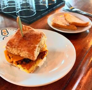 Breakfast sandwich and polenta at Reverie Cafe + Bar in Minneapolis