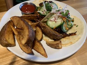 Mock duck tacos  at Reverie Cafe + Bar in Minneapolis