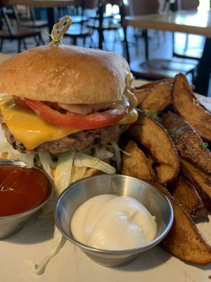 Long haul burger  at Reverie Cafe + Bar in Minneapolis
