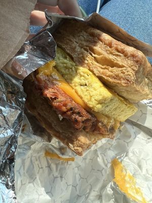 Biscuit sandwich with no garlic aioli   at Reverie Cafe + Bar in Minneapolis