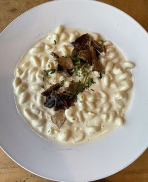 Smoked Gouda Mac + Cheese with Shiitake Bacon  at Reverie Cafe + Bar in Minneapolis