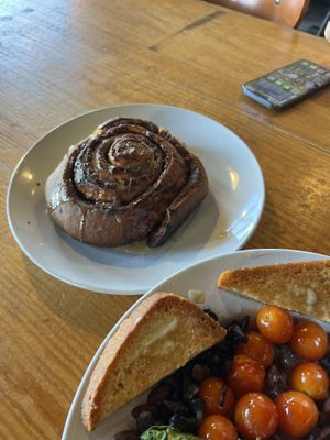 Huge cinnamon roll  at Reverie Cafe + Bar in Minneapolis