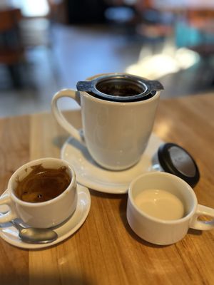 Expresso and loose teaa  at Reverie Cafe + Bar in Minneapolis