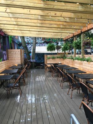 Outside seating at Reverie Cafe + Bar in Minneapolis