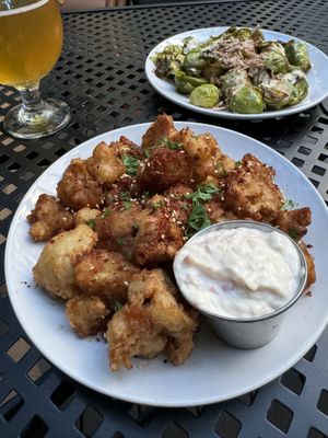 Cauliflower and Brussels - LOVED the cauliflower, not a fan of the Brussels   at Reverie Cafe + Bar in Minneapolis