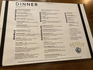 Menu as of 02/08/2025, might be different now  at Reverie Cafe + Bar in Minneapolis