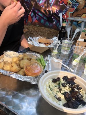 Gouda Mac, Cubano, and buffalo cauli wings! at Reverie Cafe + Bar in Minneapolis