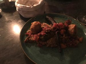 Vegetable risotto with nut and mushroom croquettes  at Bryggjan Brugghus in Reykjavik