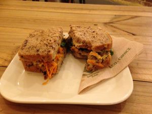 tempeh sandwich  at Naturalley Organic Cafe in Dunedin