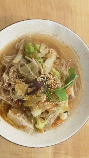 'Love Bowl' (soba noodles, veg & tofu in gingery broth) at Naturalley Organic Cafe in Dunedin