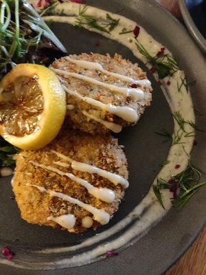 Crab cakes at Lucky Pig - Paradise Palms in Edinburgh