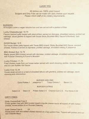 Menu page 1/2 at Lucky Pig - Paradise Palms in Edinburgh