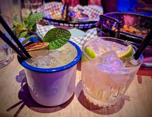 Moscow Mule (left), caipirinha (right) at Lucky Pig - Paradise Palms in Edinburgh