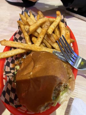 Fried burger, all tasty - photo doesn’t do it justice   at Lucky Pig - Paradise Palms in Edinburgh