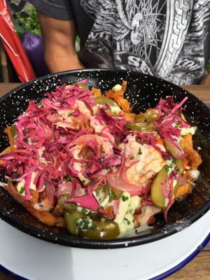 Delicious messy fries! at Lucky Pig - Paradise Palms in Edinburgh