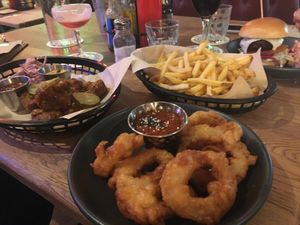 Onion rings at Lucky Pig - Paradise Palms in Edinburgh
