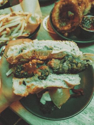 Inside the black bean burger  at Lucky Pig - Paradise Palms in Edinburgh
