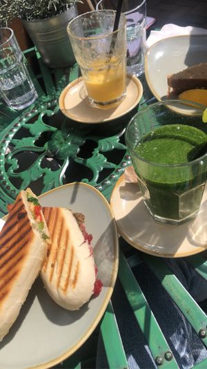 Roasted veg panini, lentil pate panini  at Fox Cafe in Nottingham