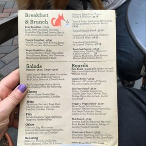 part of the menu that wasn't sandwiches at Fox Cafe in Nottingham