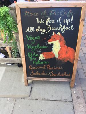 Exterior sign at Fox Cafe in Nottingham