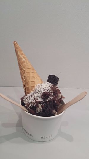 CHOCOLATE SUNDAEEE! with all the toppings at Nice Vice in Vancouver
