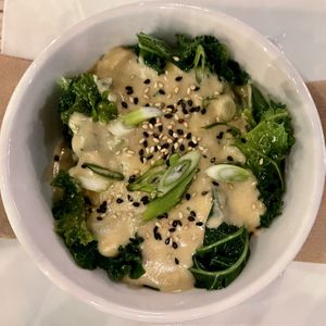 Steamed Kale with Miso Gravy at MeeT in Gastown in Vancouver