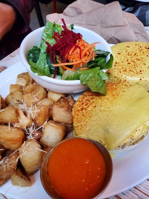 "Eggs" benedict #Veganuary at MeeT in Gastown in Vancouver