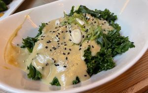 Steamed kale with gravy - SIGNATURE SIDE DISH!  at MeeT in Gastown in Vancouver