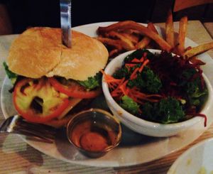 Massive burger  at MeeT in Gastown in Vancouver