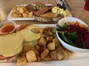 Eggs benny w/jalapeño, and the English brekky    at MeeT in Gastown in Vancouver