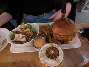 Chicken burger at MeeT in Gastown in Vancouver