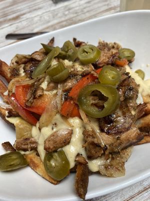 Philly cheesesteak poutine, spicy and very filling   at MeeT in Gastown in Vancouver