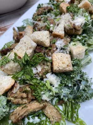 Pesto chicken ceasar salad, huge portion and full of flavor!  at MeeT in Gastown in Vancouver