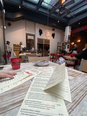 A bright and inviting atmosphere, plus a huge menu!  at MeeT in Gastown in Vancouver