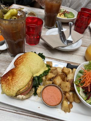 Very filling brunch!! Sauce was a bit thick and the Caesars were way too salty! Otherwise enjoyed everything.   at MeeT in Gastown in Vancouver