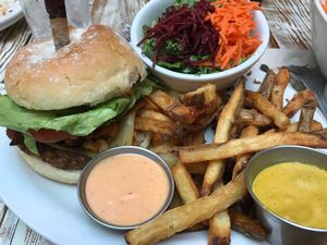 bacon cheese burger  at MeeT in Gastown in Vancouver