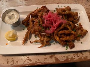 Oyster mushroom calamari .  at MeeT in Gastown in Vancouver