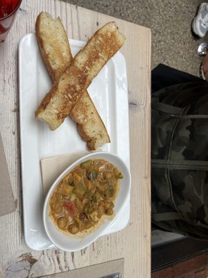 Soup of the day served with Garlic bread   at MeeT in Gastown in Vancouver
