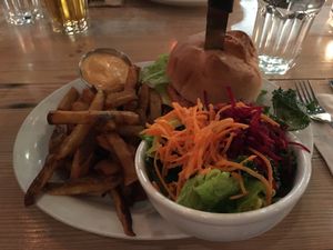 Double double burger  at MeeT in Gastown in Vancouver