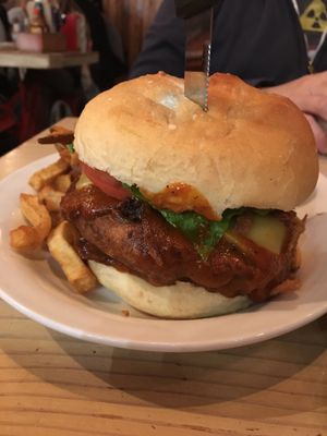 BBQ burger with beyond meat patty  at MeeT in Gastown in Vancouver