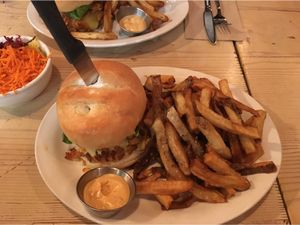 Double double with just fries  at MeeT in Gastown in Vancouver