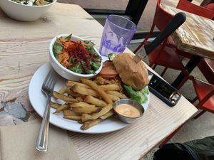 One of their testy burgers at MeeT in Gastown in Vancouver