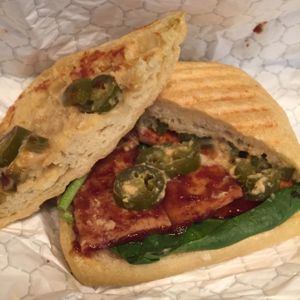 vegan BBQ Tofu sandwich at Bottle and Basket in Cincinnati