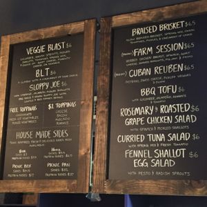 menu board at Bottle and Basket in Cincinnati