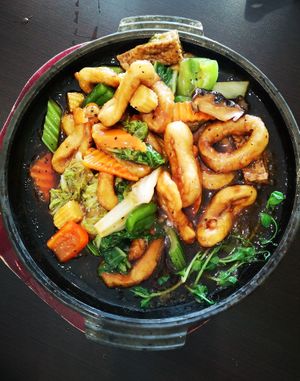 Sizzling Black Pepper Squid Ring - vegan at Formosa Vegetarian Eating House in Kardinya
