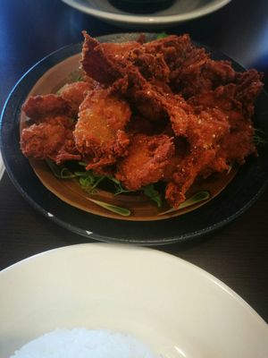 Fried chicken entree at Formosa Vegetarian Eating House in Kardinya