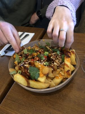 Vegan grubby fries  at The Elphinstone Hotel in Elphinstone