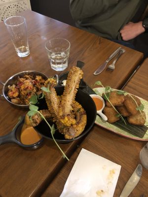Fried cauliflower, corn cobs, salt and pepper tofu  at The Elphinstone Hotel in Elphinstone