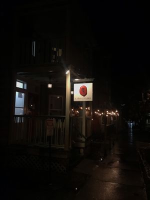 Romantic night entrance  at Single Pebble in Burlington